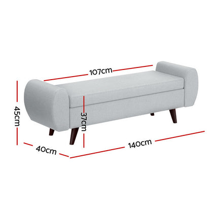 Artiss Storage Ottoman Blanket Box Armrest 140cm Grey - Cosy Abode