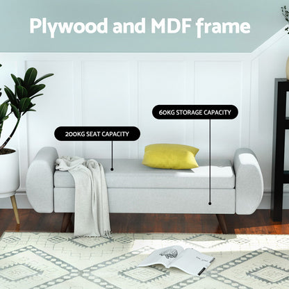 Artiss Storage Ottoman Blanket Box Armrest 140cm Grey - Cosy Abode