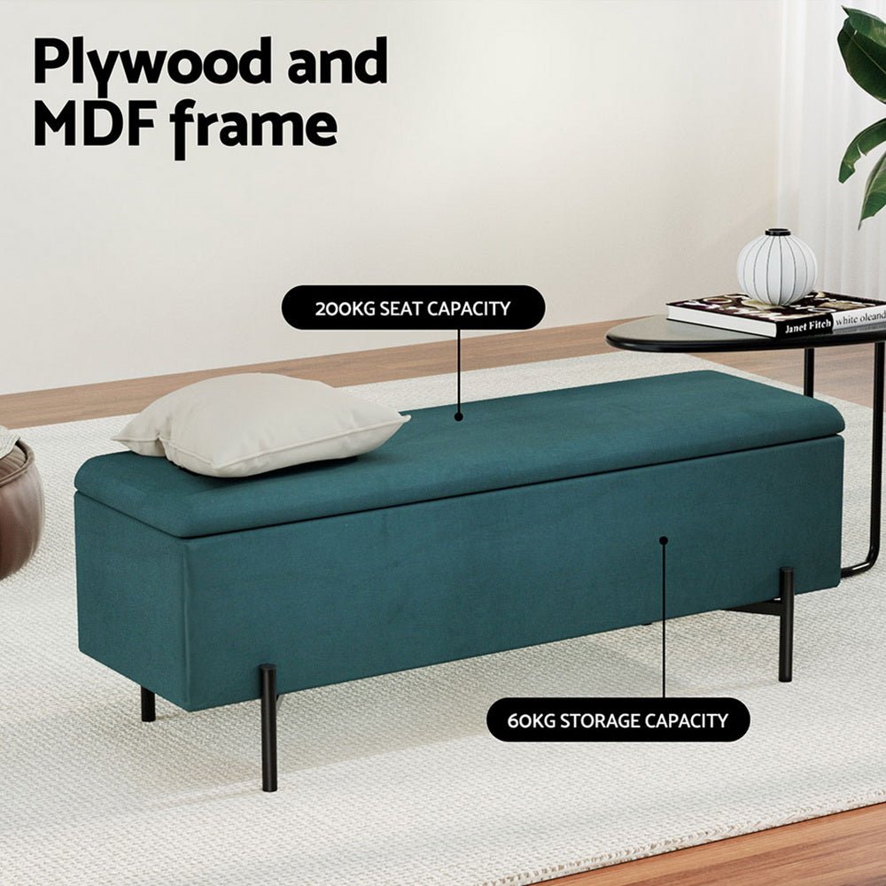 Artiss Storage Ottoman Blanket Box 140cm Velvet Green - Cosy Abode