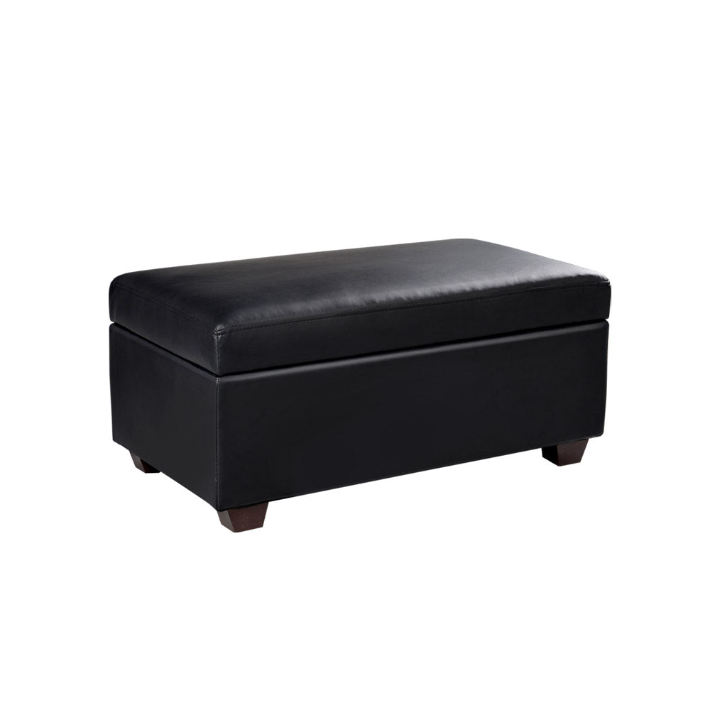 Artiss Storage Ottoman Blanket Box 80cm Leather Black - Cosy Abode