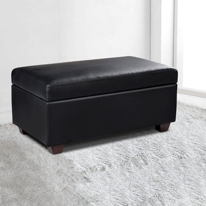 Artiss Storage Ottoman Blanket Box 80cm Leather Black - Cosy Abode