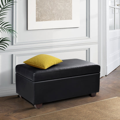 Artiss Storage Ottoman Blanket Box 80cm Leather Black - Cosy Abode