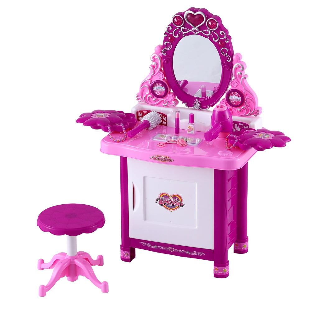 Keezi Kids Pretend Makeup Play Set Dressing Table Chair Girls Toys Children - Cosy Abode