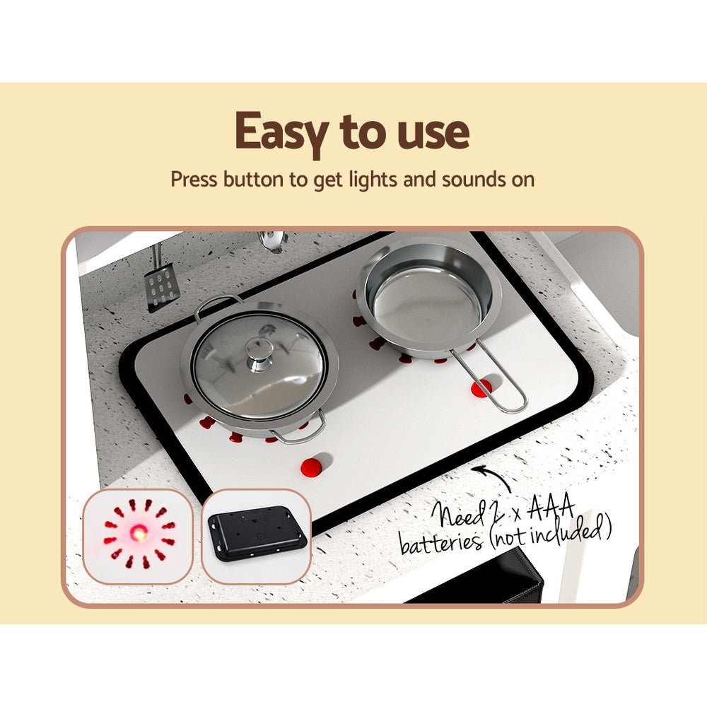 Keezi Kids Kitchen Play Set Wooden Pretend Toy Children Cooking Cookware Utensil - Cosy Abode
