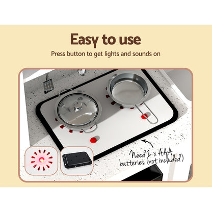 Keezi Kids Kitchen Play Set Wooden Pretend Toy Children Cooking Cookware Utensil - Cosy Abode