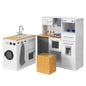 Keezi Kids Kitchen Playset 2-Piece Wooden Pretend Play Coffee Maker Toy 80CM White - Cosy Abode