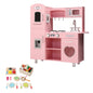 Keezi Kids Kitchen Play Set Wooden Pretend Toys Cooking Children Food Pink - Cosy Abode