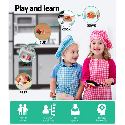 Keezi Kids Kitchen Play Set Wooden Pretend Toys Cooking Children Stove Fridge - Cosy Abode
