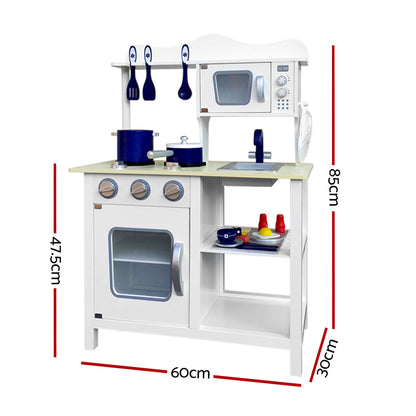 Keezi Kids Kitchen Play Set Wooden Pretend Toys Cooking Children Cookware Food - Cosy Abode