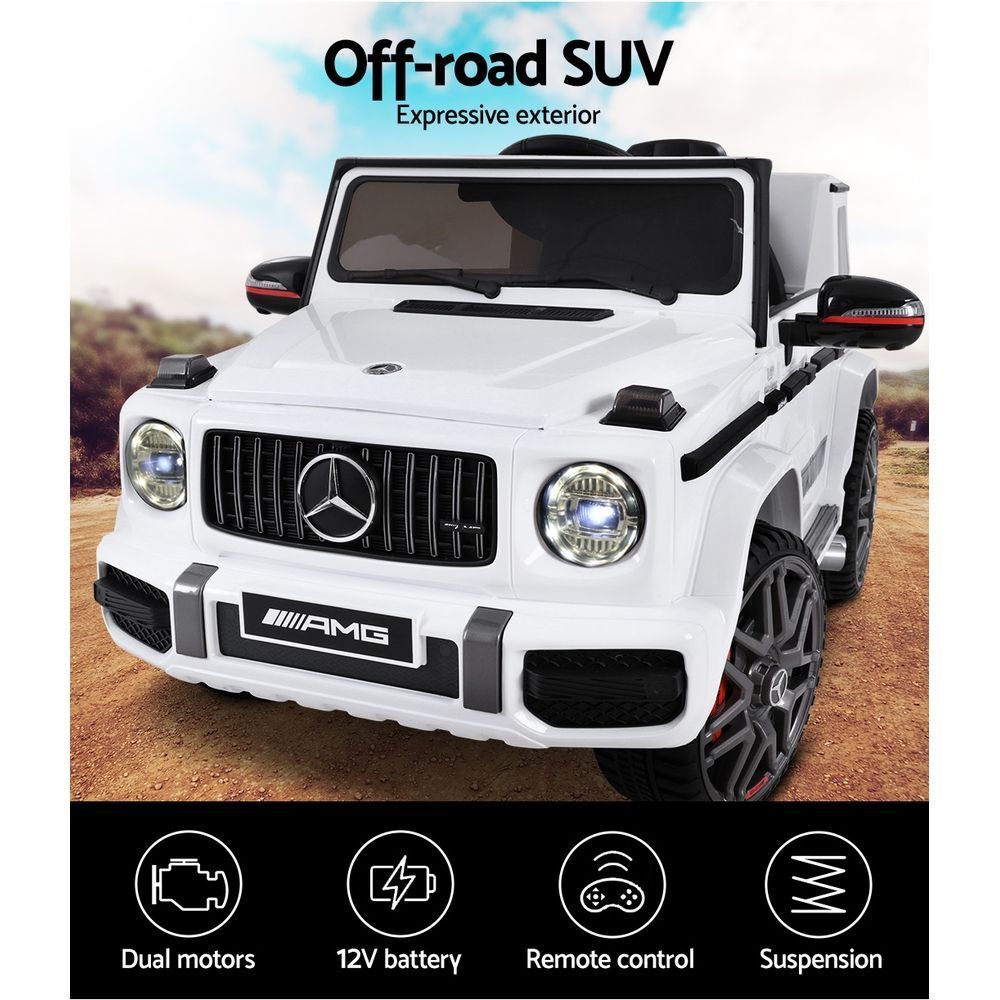 Kids Electric Ride On Car Mercedes-Benz Licensed AMG G63 Toy Cars Remote White - Cosy Abode