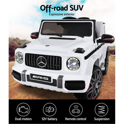 Kids Electric Ride On Car Mercedes-Benz Licensed AMG G63 Toy Cars Remote White - Cosy Abode