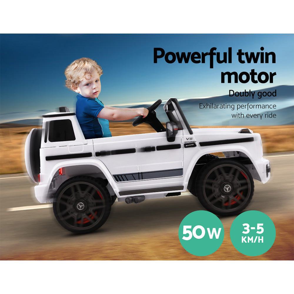 Kids Electric Ride On Car Mercedes-Benz Licensed AMG G63 Toy Cars Remote White - Cosy Abode