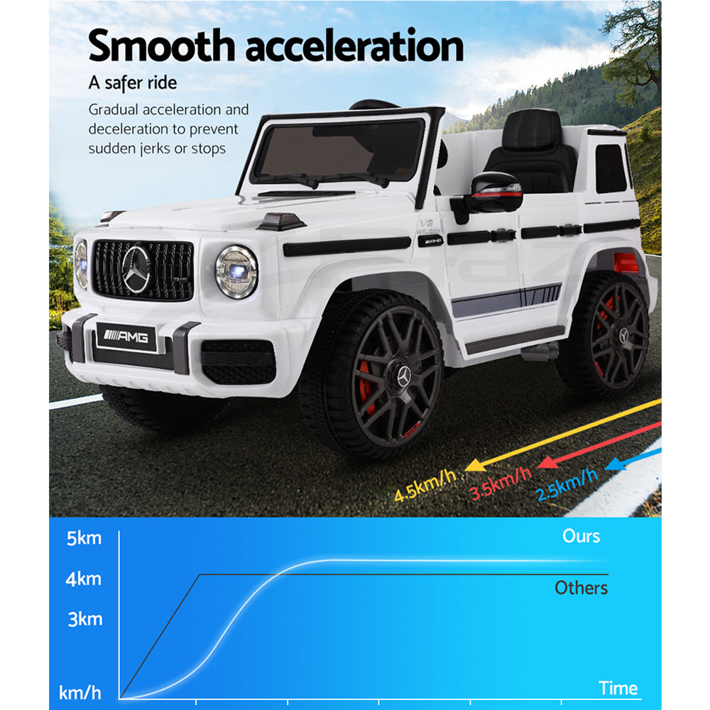 Kids Electric Ride On Car Mercedes-Benz Licensed AMG G63 Toy Cars Remote White - Cosy Abode