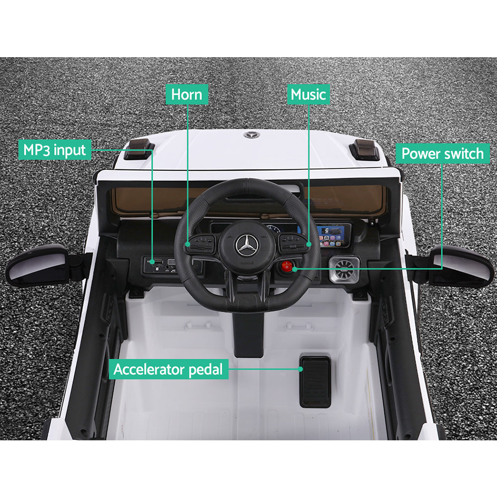 Kids Electric Ride On Car Mercedes-Benz Licensed AMG G63 Toy Cars Remote White - Cosy Abode