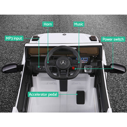 Kids Electric Ride On Car Mercedes-Benz Licensed AMG G63 Toy Cars Remote White - Cosy Abode