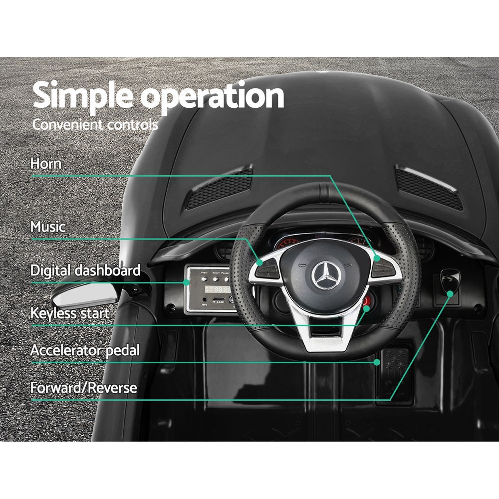 Kids Electric Ride On Car Mercedes-Benz AMG GTR Licensed Toy Cars 12V Black - Cosy Abode