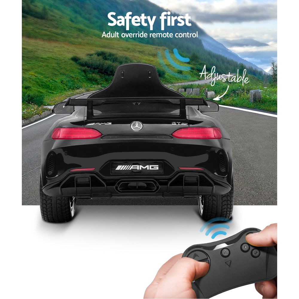 Kids Electric Ride On Car Mercedes-Benz AMG GTR Licensed Toy Cars 12V Black - Cosy Abode
