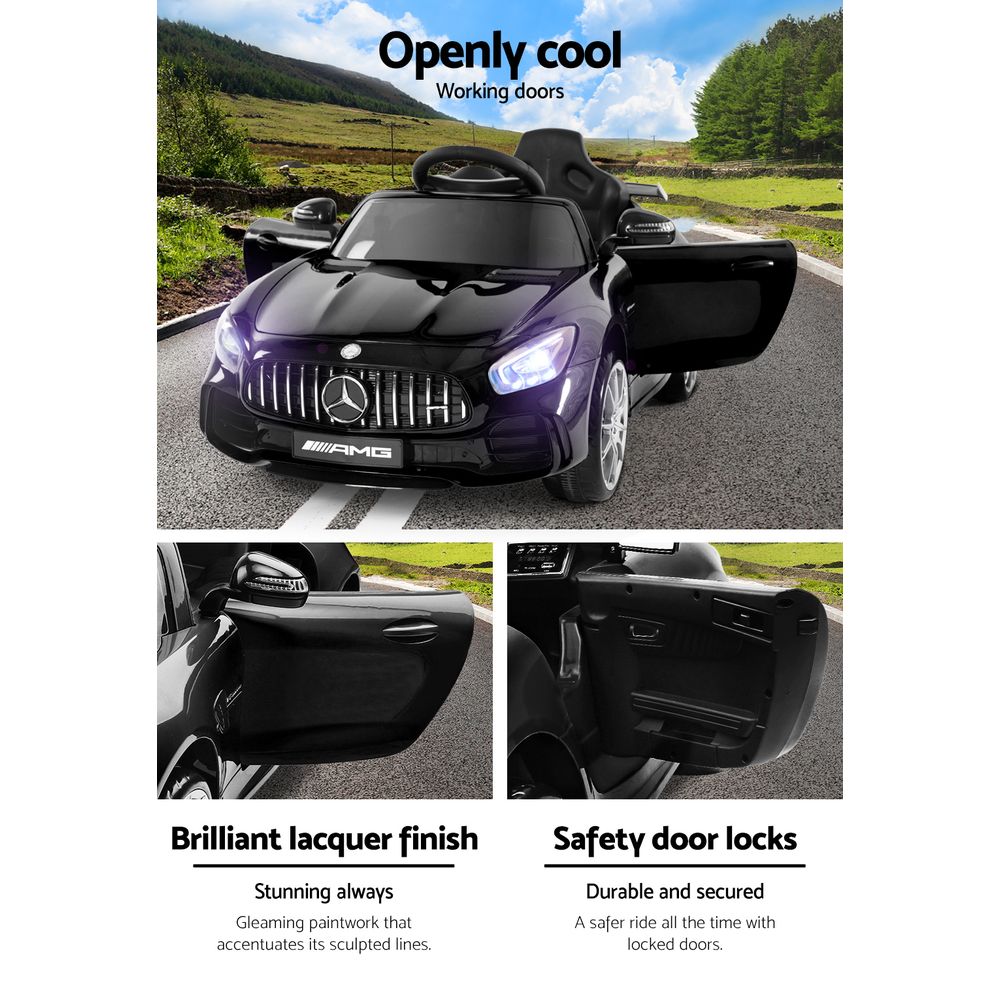 Kids Electric Ride On Car Mercedes-Benz AMG GTR Licensed Toy Cars 12V Black - Cosy Abode