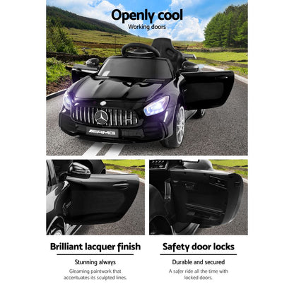 Kids Electric Ride On Car Mercedes-Benz AMG GTR Licensed Toy Cars 12V Black - Cosy Abode