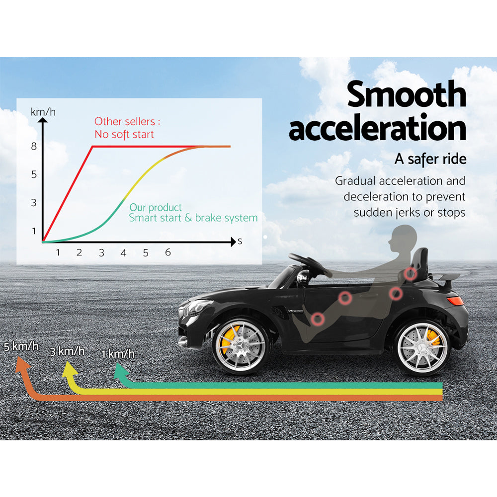 Kids Electric Ride On Car Mercedes-Benz AMG GTR Licensed Toy Cars 12V Black - Cosy Abode