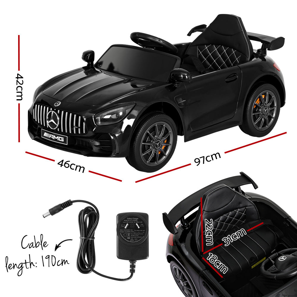 Kids Electric Ride On Car Mercedes-Benz AMG GTR Licensed Toy Cars Remote Black - Cosy Abode