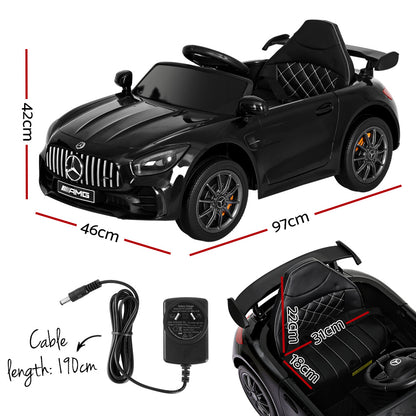 Kids Electric Ride On Car Mercedes-Benz AMG GTR Licensed Toy Cars Remote Black - Cosy Abode