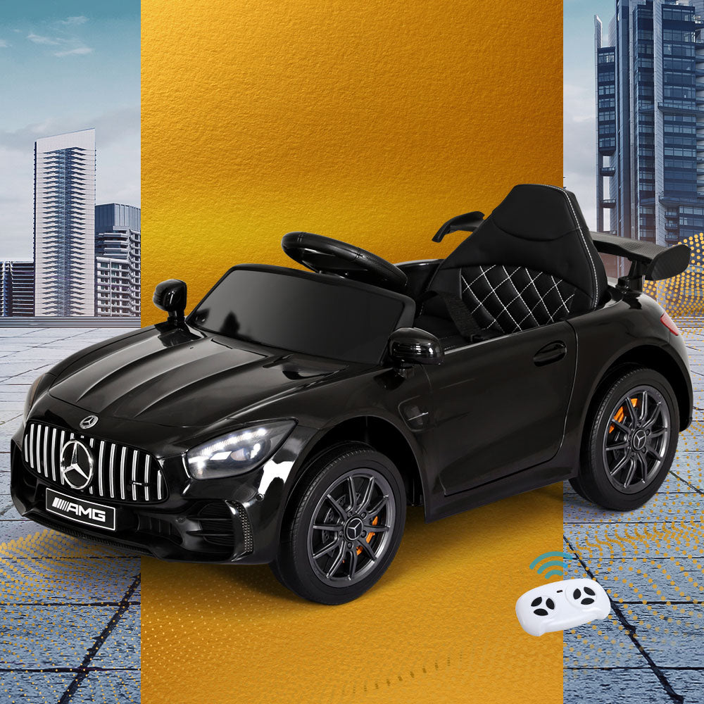 Kids Electric Ride On Car Mercedes-Benz AMG GTR Licensed Toy Cars Remote Black - Cosy Abode