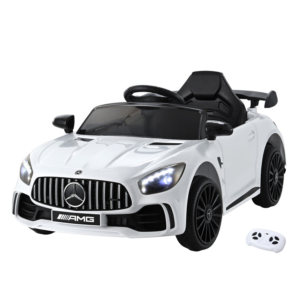 Kids Electric Ride On Car Mercedes-Benz AMG GTR Licensed Toy Cars Remote White - Cosy Abode