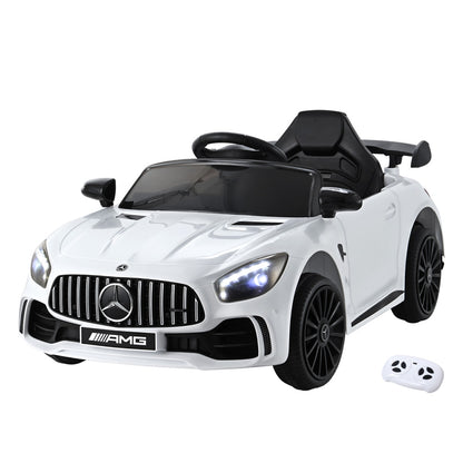 Kids Electric Ride On Car Mercedes-Benz AMG GTR Licensed Toy Cars Remote White - Cosy Abode