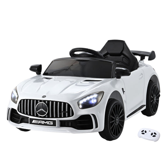 Kids Electric Ride On Car Mercedes-Benz AMG GTR Licensed Toy Cars Remote White - Cosy Abode