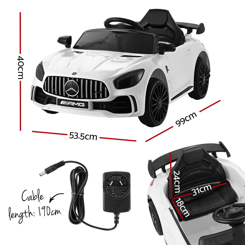Kids Electric Ride On Car Mercedes-Benz AMG GTR Licensed Toy Cars Remote White - Cosy Abode