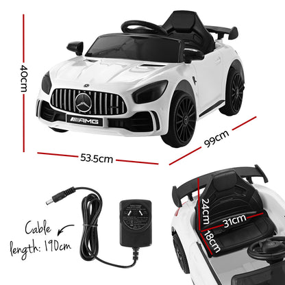 Kids Electric Ride On Car Mercedes-Benz AMG GTR Licensed Toy Cars Remote White - Cosy Abode