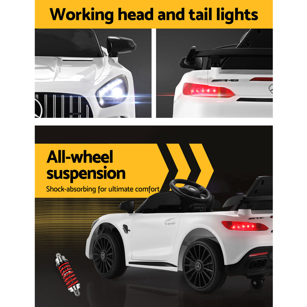 Kids Electric Ride On Car Mercedes-Benz AMG GTR Licensed Toy Cars Remote White - Cosy Abode
