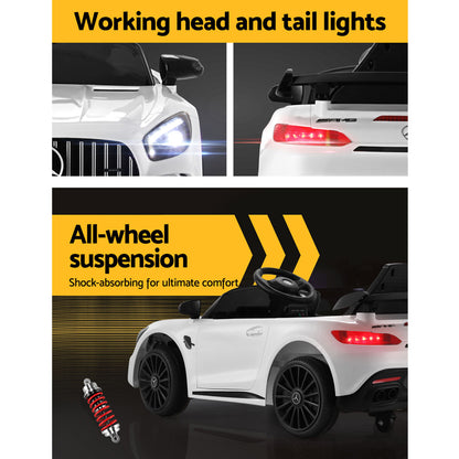 Kids Electric Ride On Car Mercedes-Benz AMG GTR Licensed Toy Cars Remote White - Cosy Abode