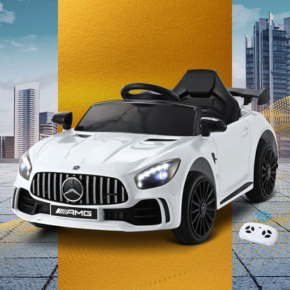 Kids Electric Ride On Car Mercedes-Benz AMG GTR Licensed Toy Cars Remote White - Cosy Abode