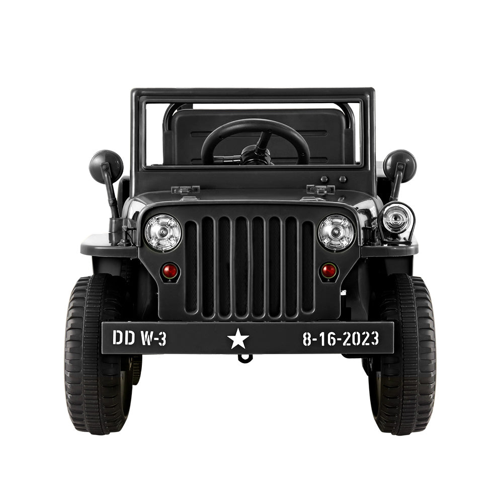 Rigo Kids Electric Ride On Car Jeep Military Off Road Toy Cars Remote 12V Black - Cosy Abode