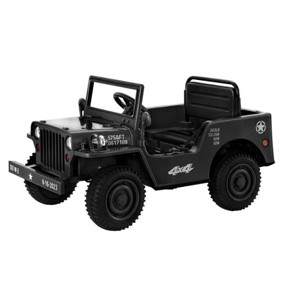 Rigo Kids Electric Ride On Car Jeep Military Off Road Toy Cars Remote 12V Black - Cosy Abode