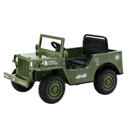 Rigo Kids Electric Ride On Car Jeep Military Off Road Toy Cars Remote 12V Olive - Cosy Abode