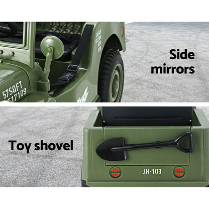 Rigo Kids Electric Ride On Car Jeep Military Off Road Toy Cars Remote 12V Olive - Cosy Abode