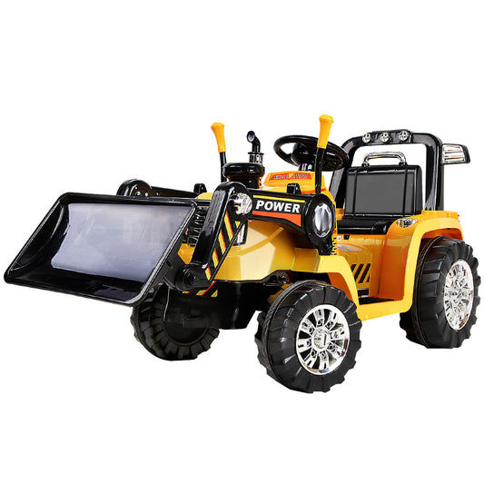 Rigo Kids Electric Ride On Car Bulldozer Digger Loader Remote 6V Yellow - Cosy Abode