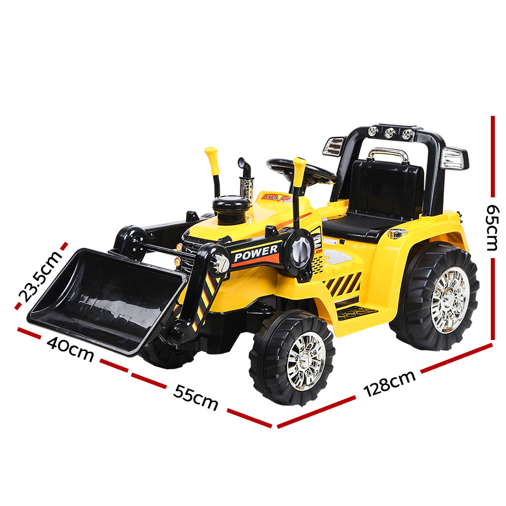Rigo Kids Electric Ride On Car Bulldozer Digger Loader Remote 6V Yellow - Cosy Abode