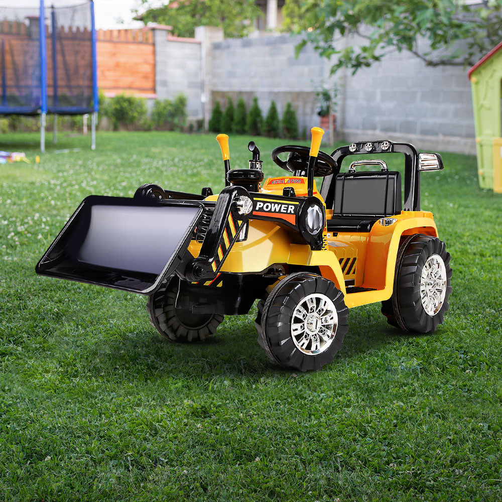 Rigo Kids Electric Ride On Car Bulldozer Digger Loader Remote 6V Yellow - Cosy Abode