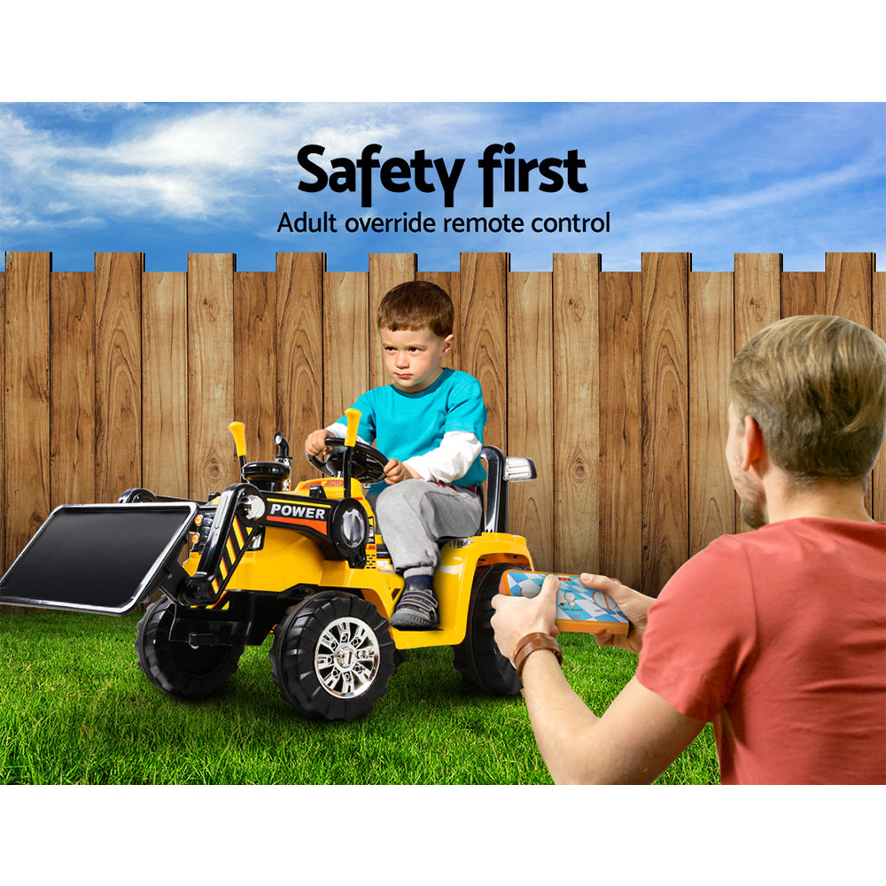 Rigo Kids Electric Ride On Car Bulldozer Digger Loader Remote 6V Yellow - Cosy Abode