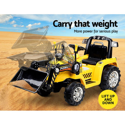Rigo Kids Electric Ride On Car Bulldozer Digger Loader Remote 6V Yellow - Cosy Abode