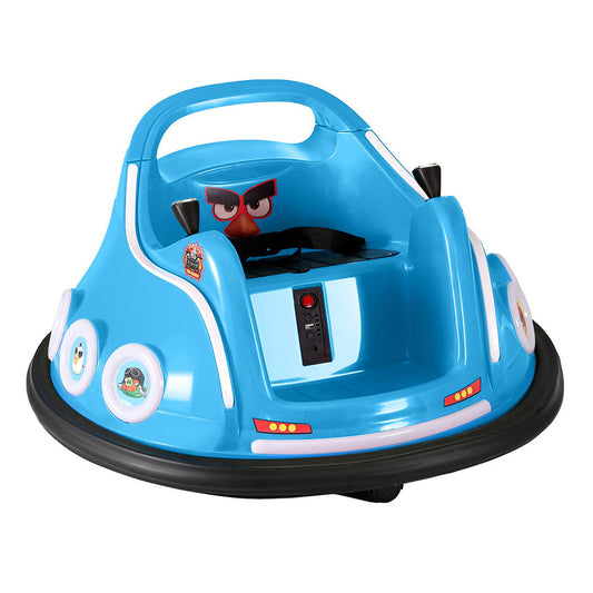 Kids Ride On Car Bumper Electric Toys Cars Light Remote Angry Birds Sticker Blue - Cosy Abode