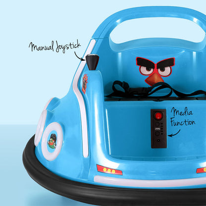 Kids Ride On Car Bumper Electric Toys Cars Light Remote Angry Birds Sticker Blue - Cosy Abode