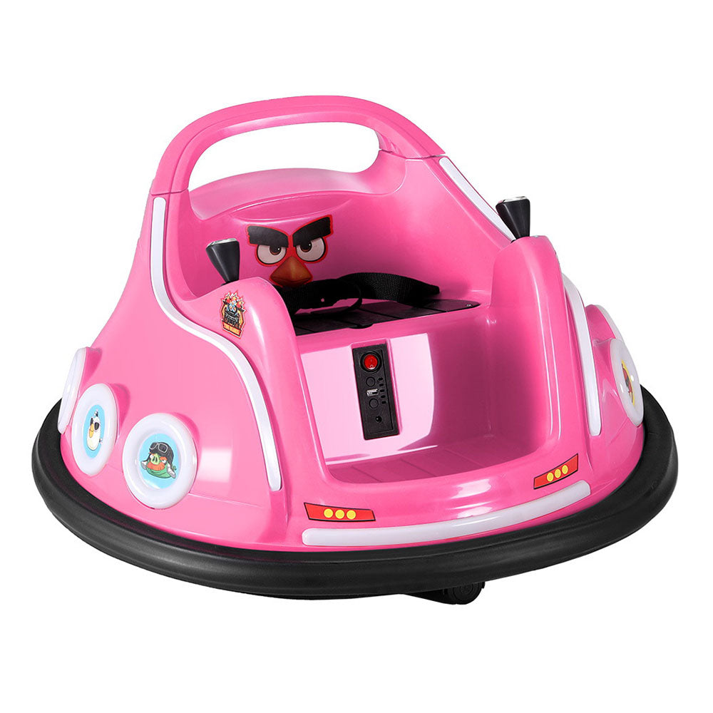 Kids Ride On Car Bumper Electric Toys Cars Light Remote Angry Birds Sticker Pink - Cosy Abode
