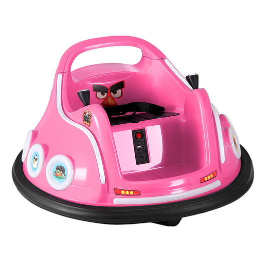 Kids Ride On Car Bumper Electric Toys Cars Light Remote Angry Birds Sticker Pink - Cosy Abode
