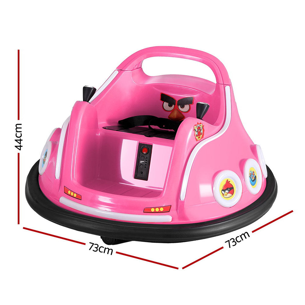 Kids Ride On Car Bumper Electric Toys Cars Light Remote Angry Birds Sticker Pink - Cosy Abode