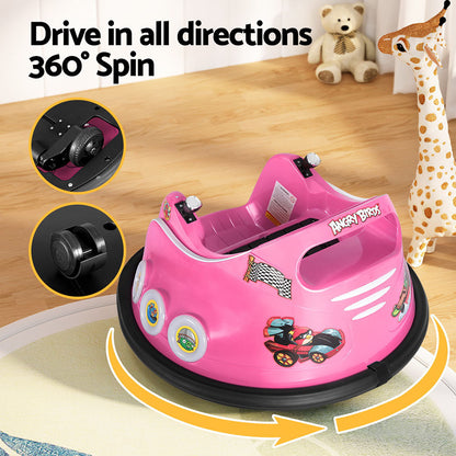 Kids Ride On Car Bumper Electric Toys Cars Light Remote Angry Birds Sticker Pink - Cosy Abode